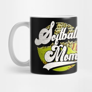 Softball Mom Vintage Leopard Softball Family Matching Mug